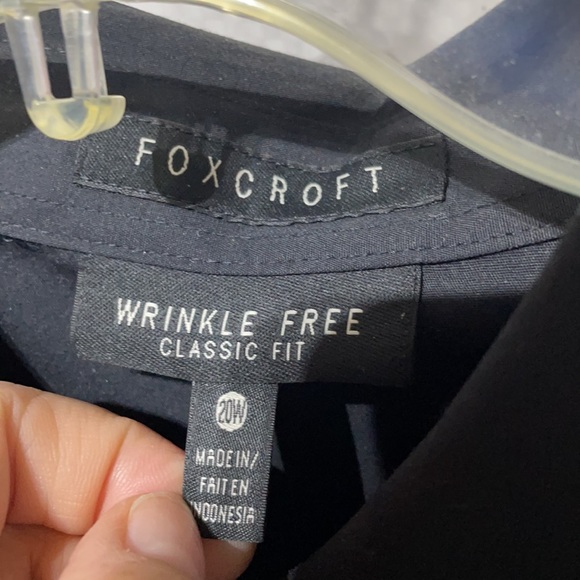 Foxcroft 20w black button down blouse nwot wrinkle free fabric cotton polyester - Picture 2 of 8